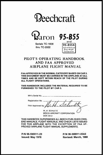 Beech 95-B55 Series Pilot's Operating Handbook & Flight (96-590011-23A3)