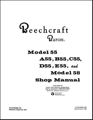 Beech 55,A,B,C,D,E & 58 Baron Maintenance-Shop Manual (55-590000-13E)