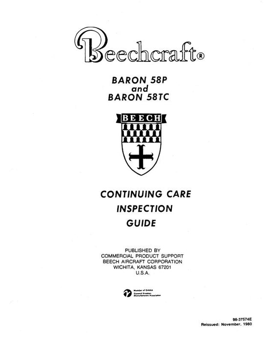 Beech 58P,58TC Baron Inspection Guide Pack (98-37574E)