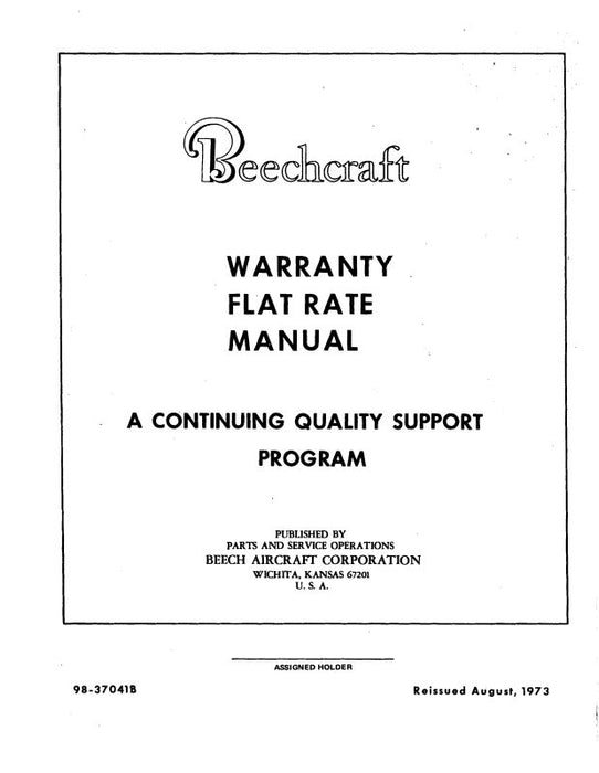 Beech Flat Rate Warranty Manual