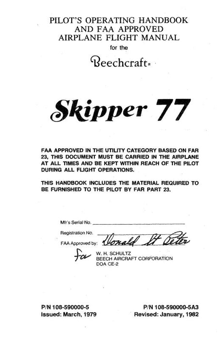 Beech 77 Skipper Pilot's Operating Handbook (108-590000-5-C)