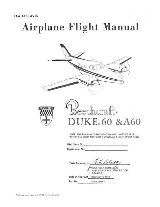 Beech Duke 60 & A60 Flight Manual (60-590000-5E)