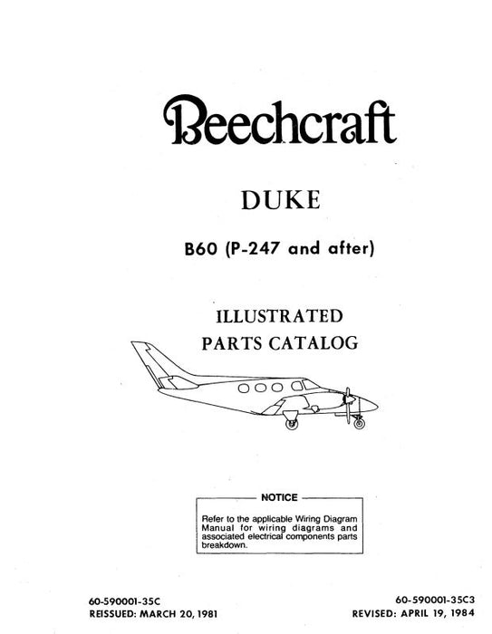 Beech B60-P-247 & After Parts Catalog (60-590001-35C)