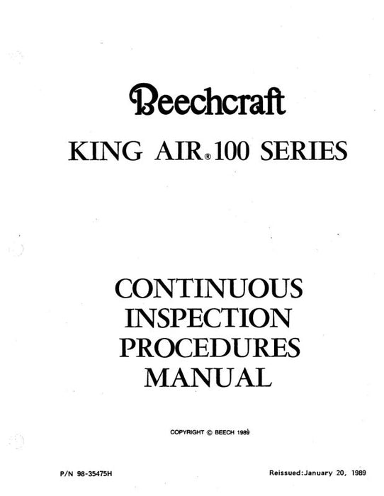 Beech King Air 100 Series Continuous Inspection Procedures (98-35475H)