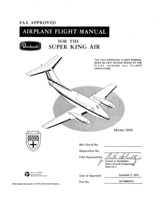 Beech King Air 200 Series Pilot's Operating Handbook (101-590010-3)