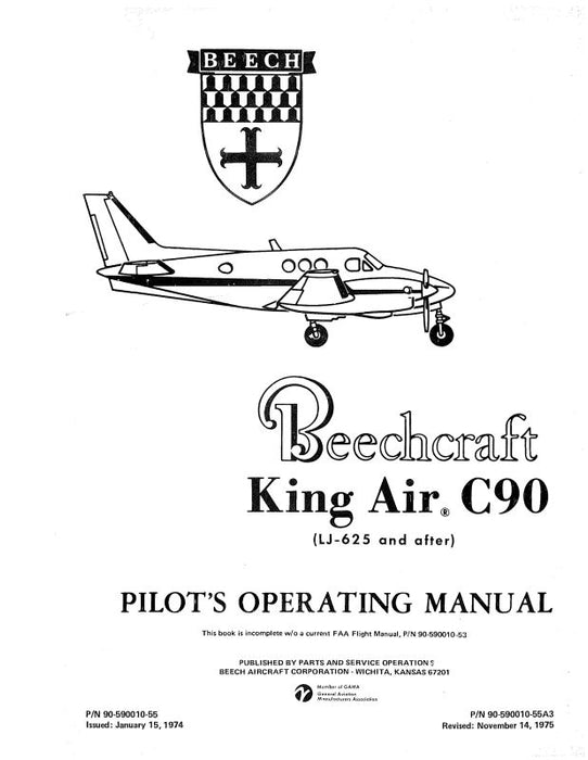 Beech King Air C90 Pilot's Operating Handbook (90-590010-55)