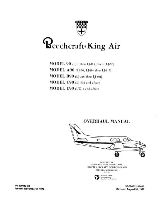 Beech 90 King Air Series Overhaul Manual (90-590012-33)