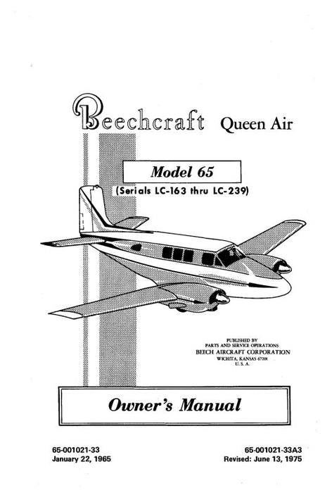 Beech Queen Air 65 Owners Manual (65-001021-33)