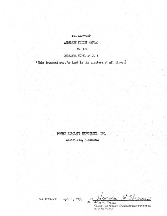 Bellanca 14-19-3 Series Flight Manual (BL14-19-3-O-C)