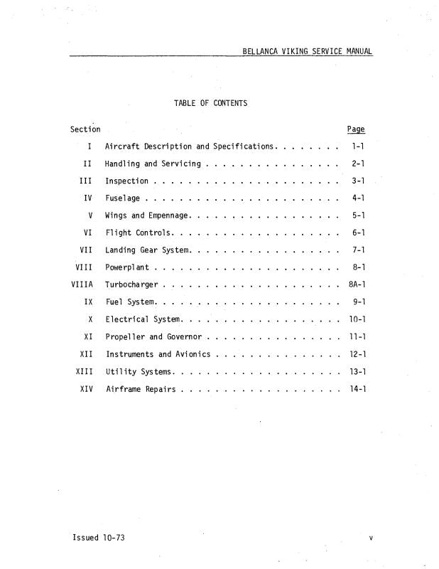 Bellanca Viking 300 1730A, 31A,31ATC Maintenance Manual (3001730AM