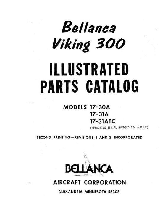 Bellanca Viking 300 1730A, 31A,31ATC Illustrated Parts Catalog (30017