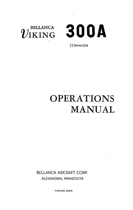 Bellanca Viking 300A17-30A, 31A,31ATC Operations Manual (BL300A-OP-C)