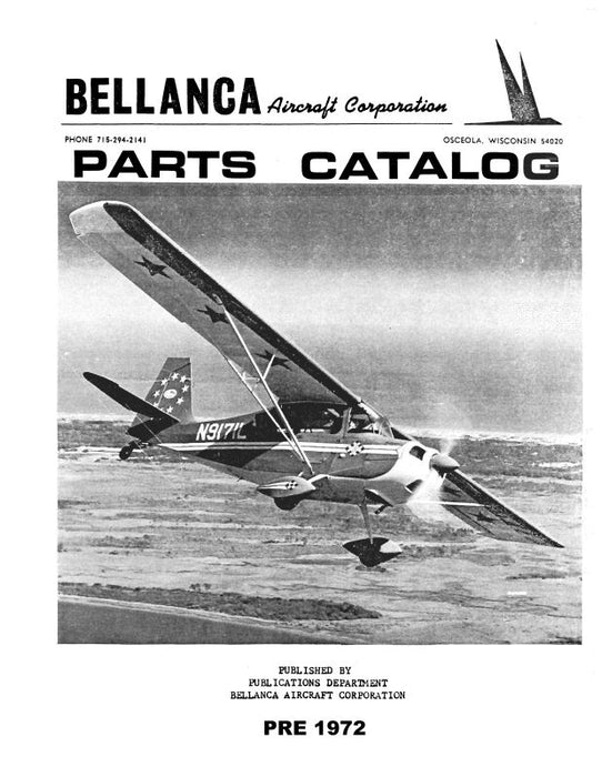 Bellanca Citabria7ECA,7GCAA,7GCBC, 7KCAB Parts Catalog Pre 1972 (BL7ECA--P-C)