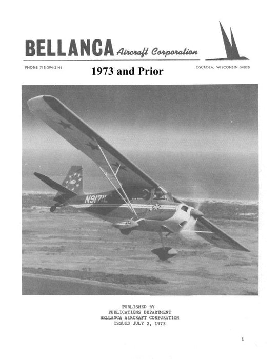 Bellanca Citabria7ECA,7GCAA,7KCAB,7GCBC Maintenance Manual 1973 and Prior (BL7ECAM)