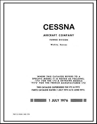 Cessna 172, F172 1975-77 Illustrated Parts Catalog