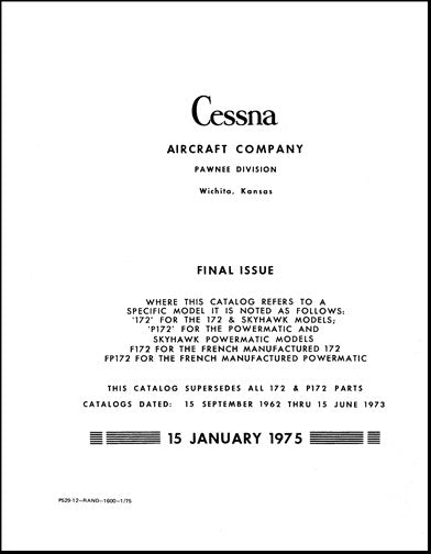Cessna 172 & P172 1963-74 Parts Catalog