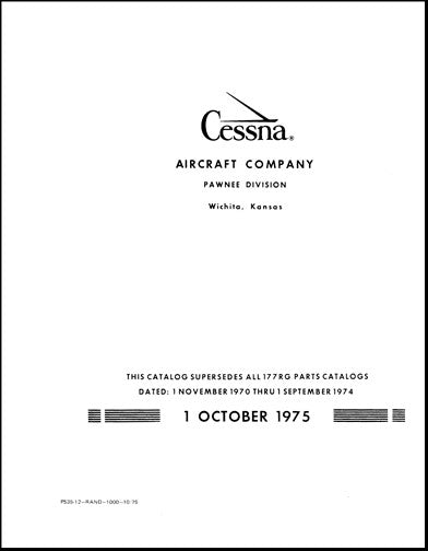 Cessna 177RG 1971-76 Illustrated Parts Catalog