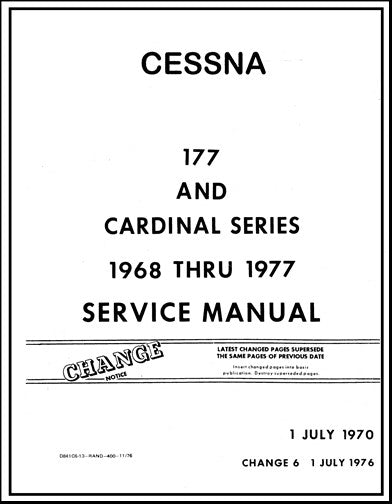 Cessna 177 & Cardinal Series 1968-77 Maintenance Manual
