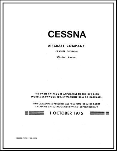 Cessna 180 & 185 1974-76 Parts Catalog