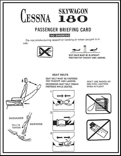 Cessna 180 Passenger Briefing Cards