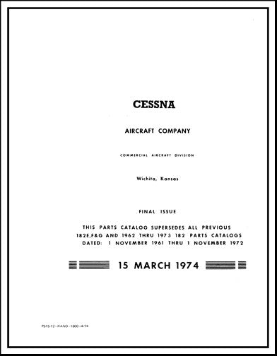 Cessna 182 1962-73 Illustrated Parts Catalog