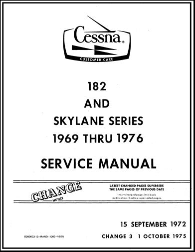 Cessna 182 & Skylane Series 1969-76 Maintenance Manual