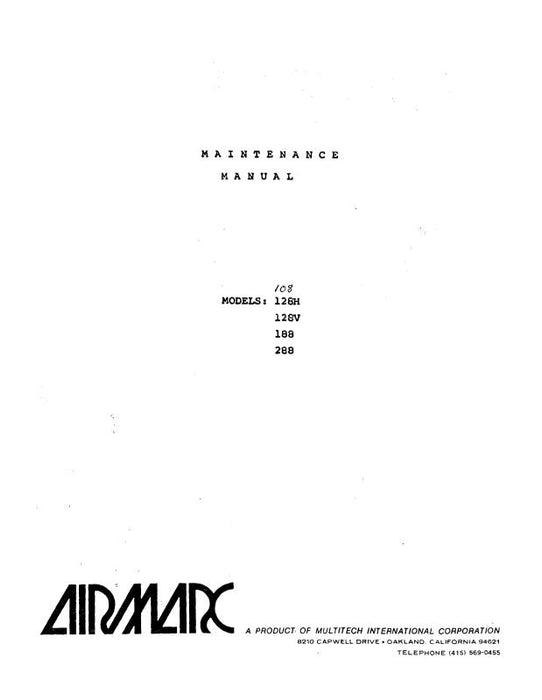 Airmarc Models 128H, 128V, 188, 288 Maintenance Manual (A1128H-M-C)