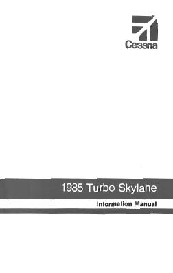 Cessna T182 1985 Pilot's Information Manual
