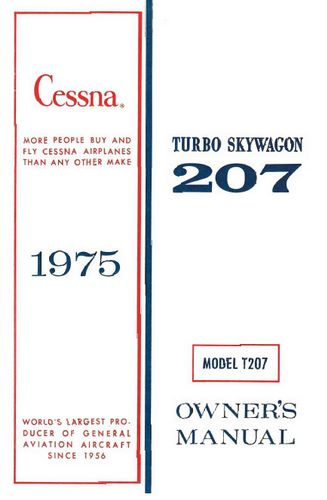 Cessna Turbo 207 Skywagon 1975 Owner's Manual