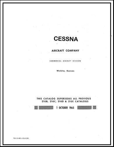 Cessna 210, T210 1962-66 Illustrated Parts Catalog