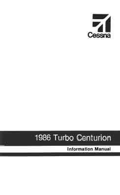 Cessna Turbo 210R Centurion 1986 Pilot's Information Manual