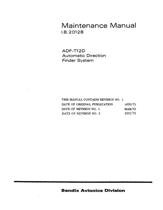 Bendix ADF-T-12D Maintenance Manual (2012B)