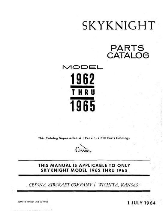Cessna 320 Skyknight 1962-65 Parts Catalog