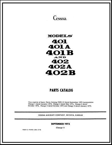 Cessna 401,401A,401B 402,402A,402B Parts Catalog