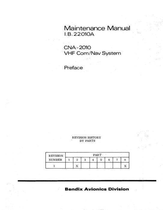 Bendix CNA-2010 VHF Com-Nav System Maintenance Manual (I.B-22010A)