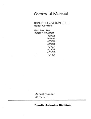 Bendix CON-IN & CON-IP Overhaul Manual (I.B.1101D-1)