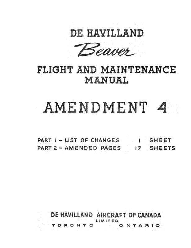 DeHavilland DHC-2 Beaver Maintenance Manual — Essco Aircraft