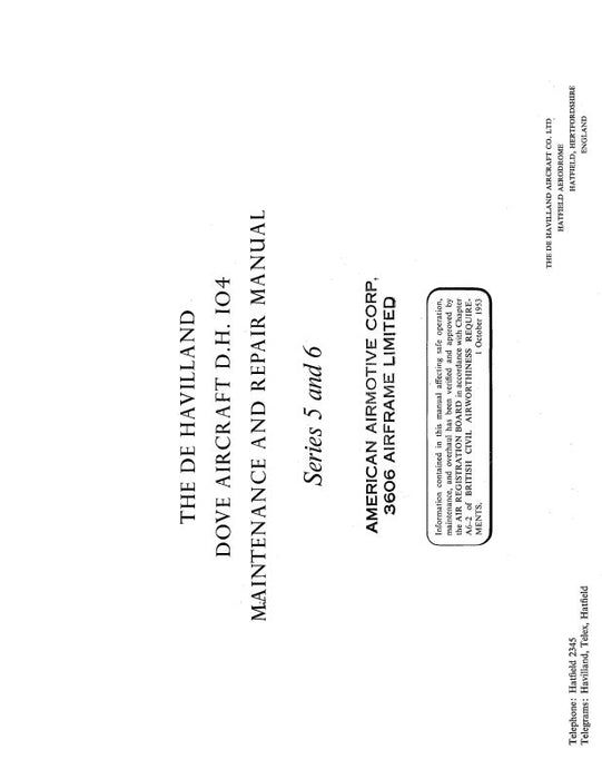 DeHavilland Dove D.H. 104 Series Repair Manual (DMR-1-104)