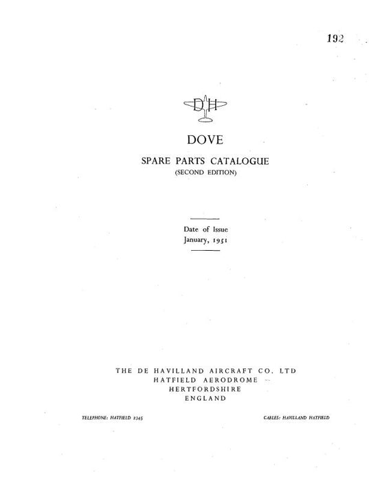 DeHavilland Dove Second Edition 1951 Spare Parts Catalog (192)