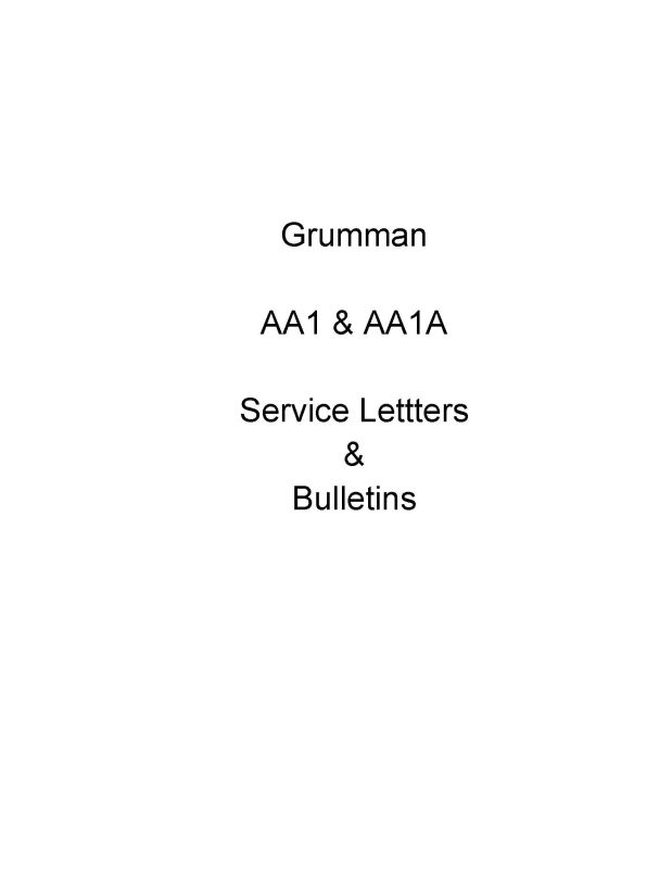 Grumman AA1 & AA1A Service Letters, Bulletins (GRAA1) — Essco Aircraft