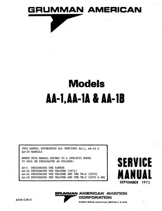 Grumman AA-1, AA-1A, & AA-1B 1975 Maintenance Manual (AA1B-136-2)