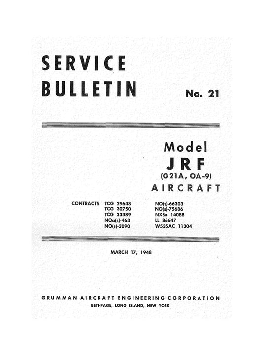 Grumman G-21A Goose Service Letters, Bulletins (GRG21A-SLB-C)