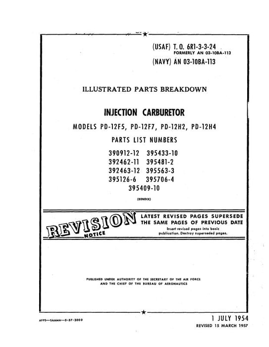 Bendix PD-12F5,7 PD-12H2,4 Carb1957 Illustrated Parts (TO6R1-3-3-24)