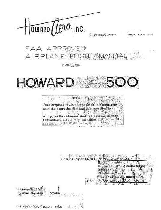 Howard  500 Series Flight Manual (HR500-63-F-C)