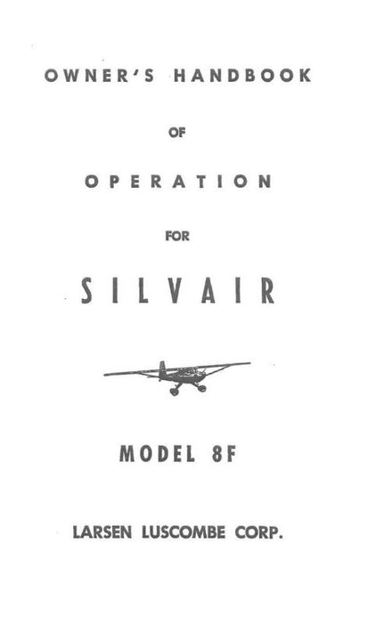 Luscombe  Silvair 8F Owner's Handbook of Operation (LU8F-O-C)