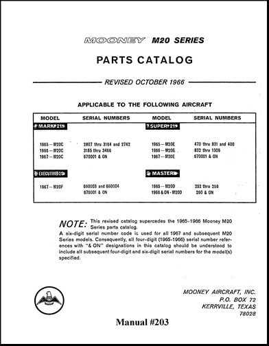 Mooney M20 Series 1965-67 Parts Catalog (203)