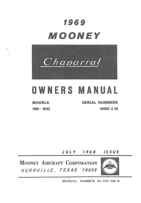 Mooney M20E Chaparral 1969 Owner's Manual (MOM20E-69-O-C)