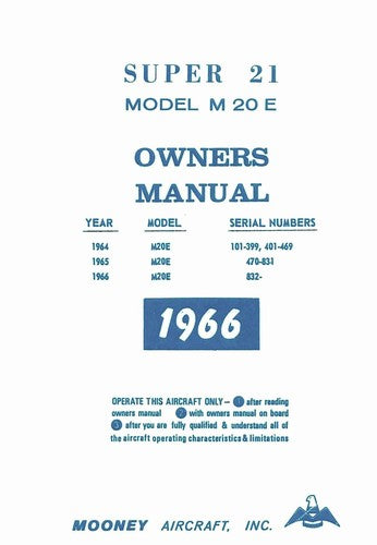 Mooney M20E Super 21 1964-66 Owner's Manual (MOM20E64-66O)