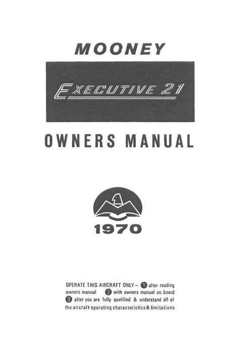 Mooney M20F Executive 21 1970 Owner's Manual (70-20F-OM-B)