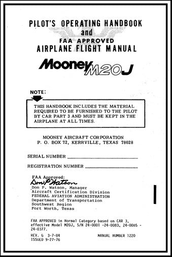Mooney M20J 1977 Pilot's Operating Handbook (1220)